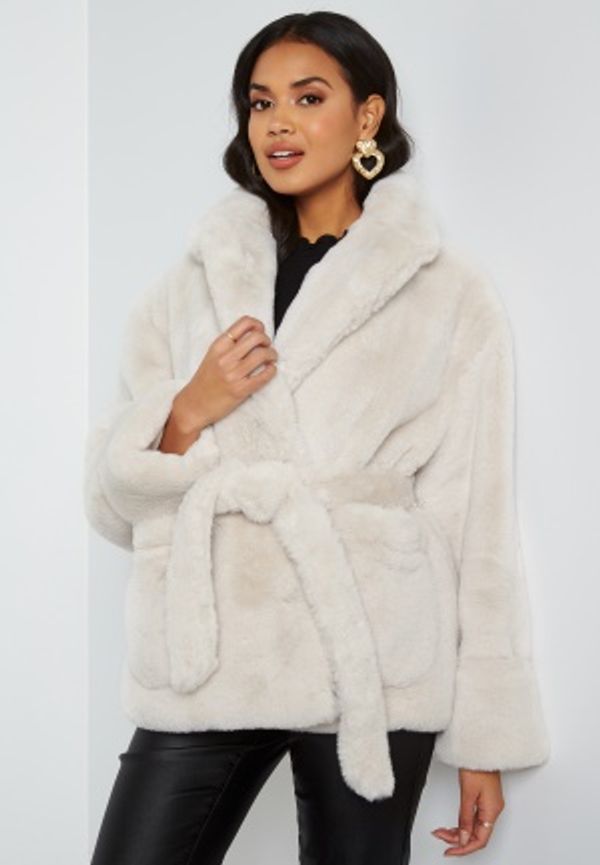 BUBBLEROOM Vadah Faux Fur Jacket Light beige 40