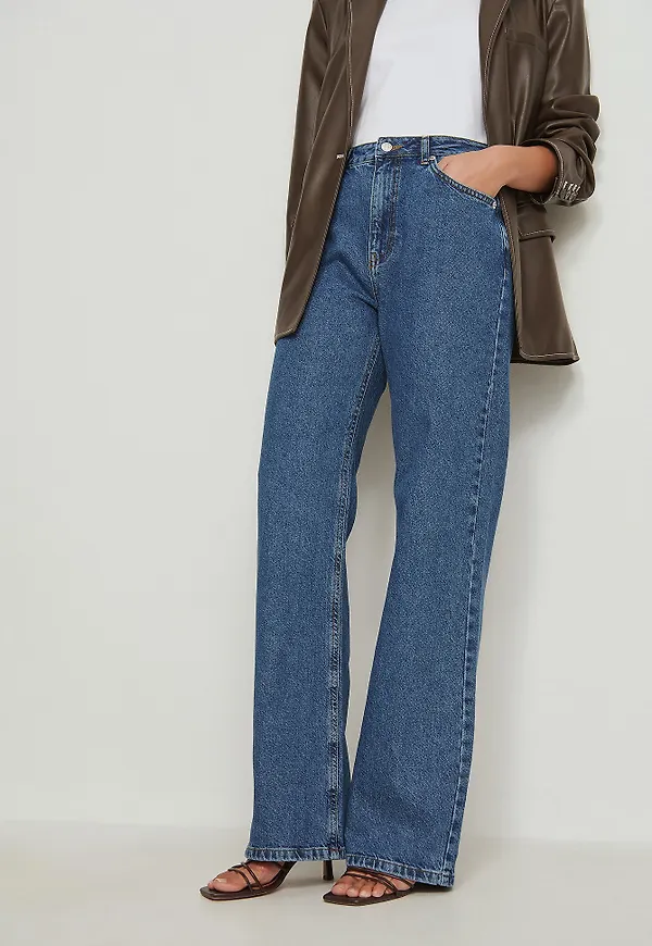 NA-KD Trend Ekologiska relaxed fullängdsjeans - Blue