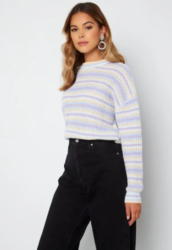 Pieces Gina LS O-Neck Knit Fair Aqua Lavender L
