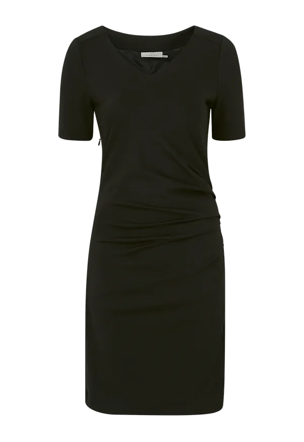 KAFFE - Klänning India V-Neck 1/2 Sleeve - Svart