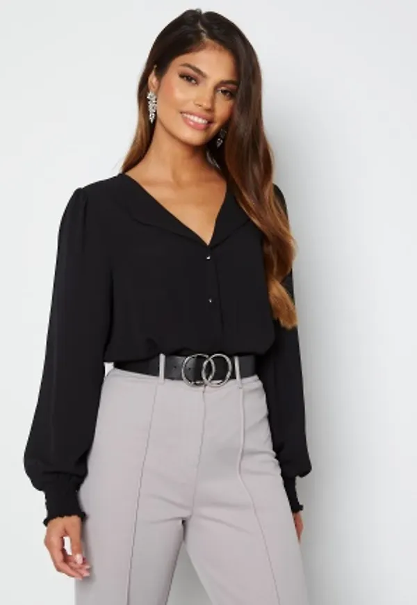 VILA Lucy V-Neck L/S Top Black 34