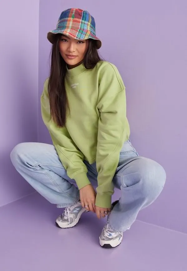 Calvin Klein Jeans Stacked Logo Mockneck Sweatshirt Tröjor Light Green