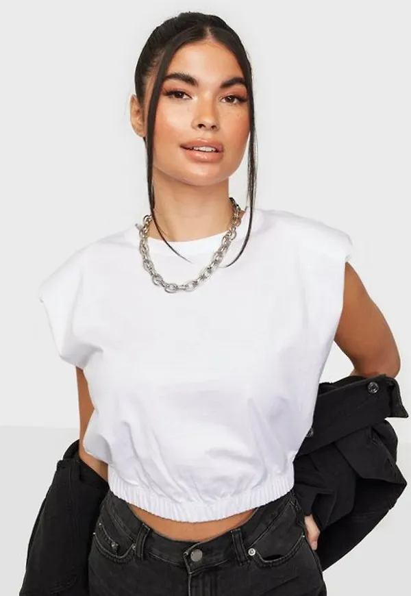 Only Onllisa Life S/L Shoulderpad Top Jr Crop tops Bright White
