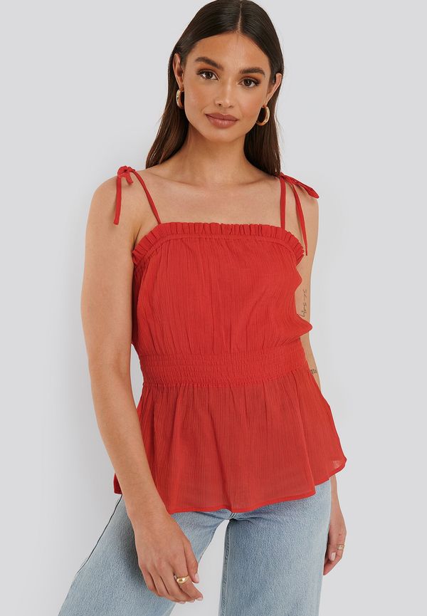 NA-KD Boho Linne Med Axelband Och Smock - Red