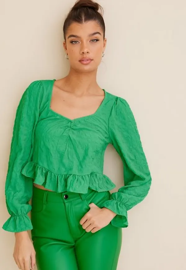Vero Moda Vmholly L/S Short Top Wvn Vardagsblusar Holly Green