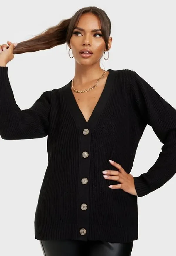 Selected Femme Slfemmy Ls Knit Button Cardigan B Cardigans Black
