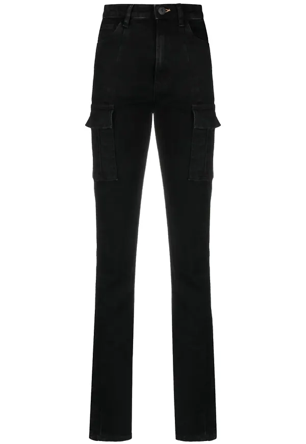 3x1 straight-jeans med cargoficka - Svart