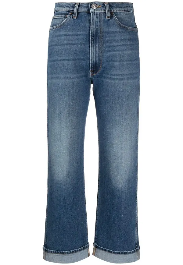 3x1 straight-jeans med hög midja - Blå