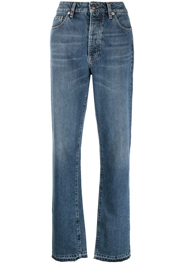3x1 straight-jeans med hög midja - Blå