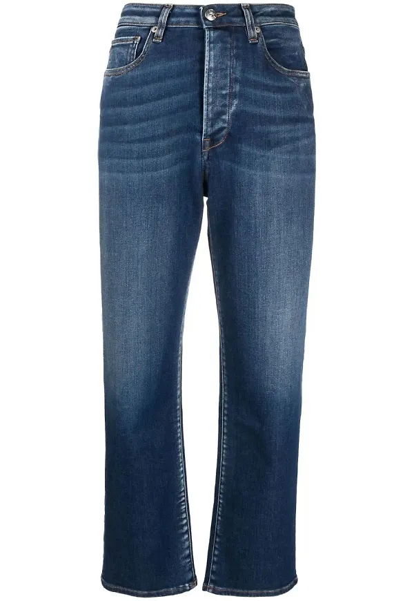 3x1 straight-jeans med hög midja - Blå