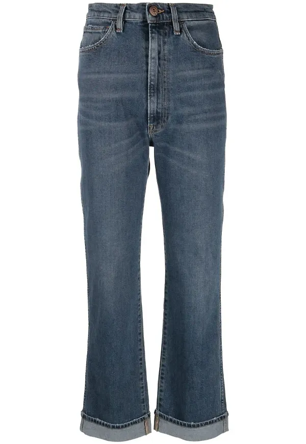 3x1 straight-jeans med hög midja - Blå