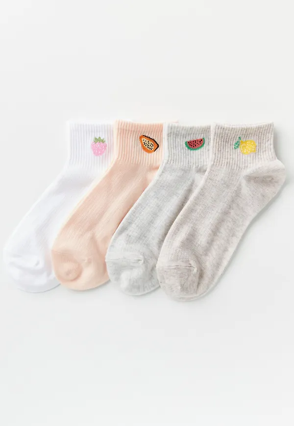 4-pack ankelstrumpor med frukter