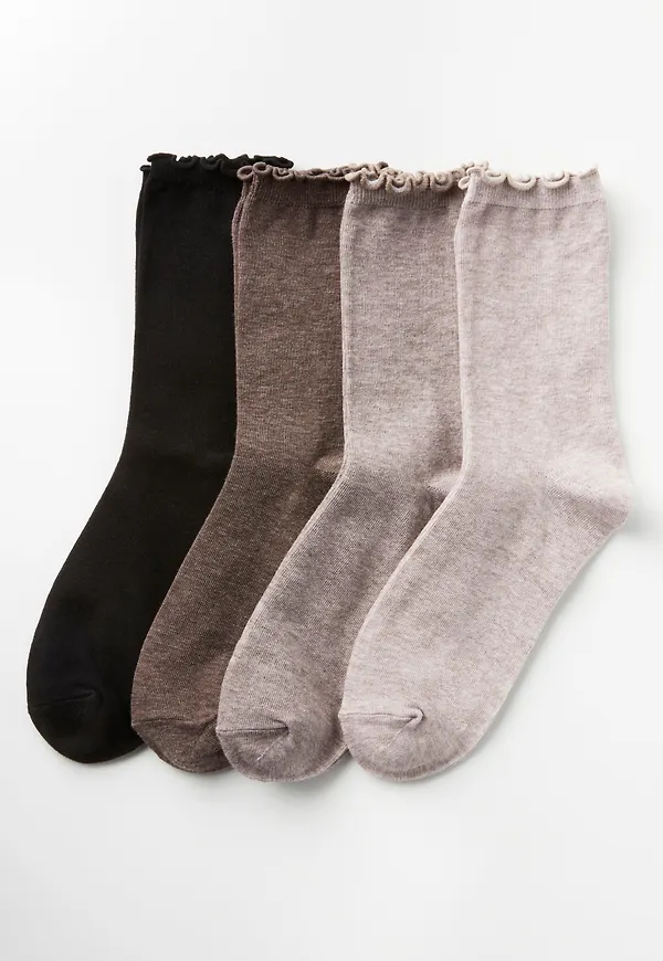 4-pack strumpor med volangkant