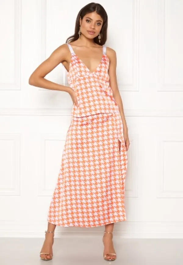 Ivyrevel Split Skirt Orange Pepita Print 40