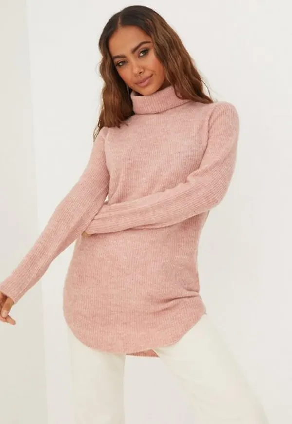 Pieces Pcellen Ls Long Knit Noos Bc Stickade tröjor Misty Rose