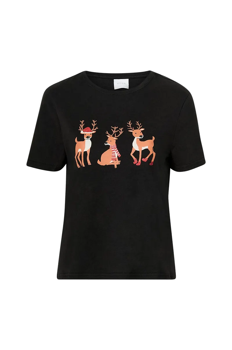 Vila - Topp viChristmas S/S T-shirt - Svart