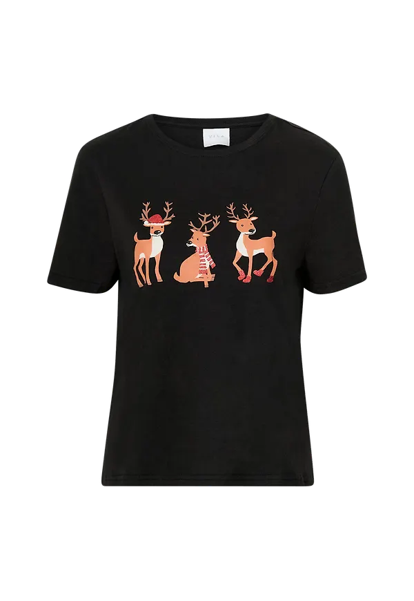Vila - Topp viChristmas S/S T-shirt - Svart