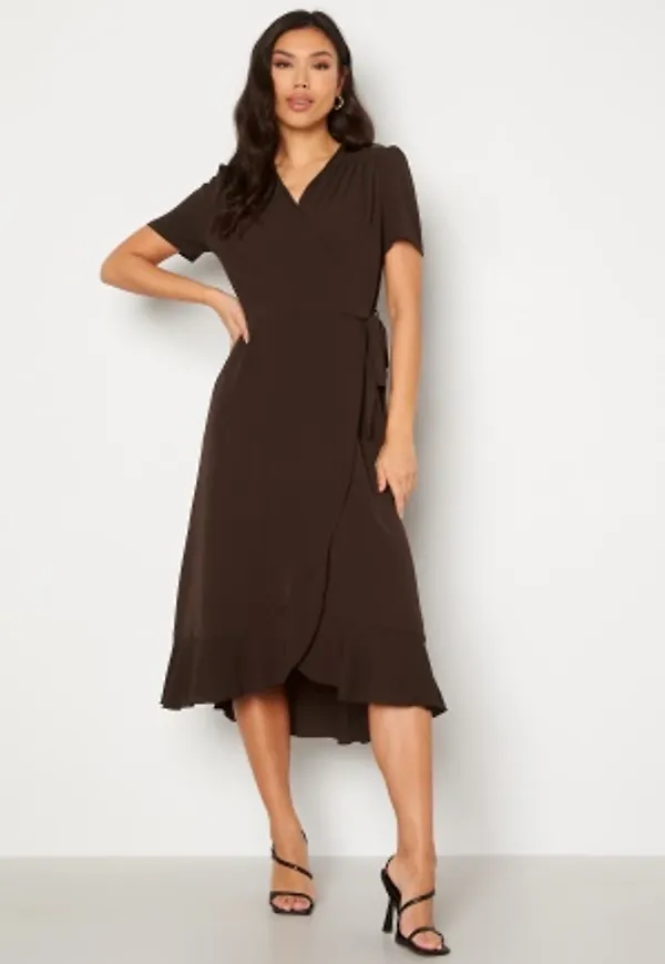 John Zack Short Sleeve Wrap Dress Chocolate XXL (UK18)