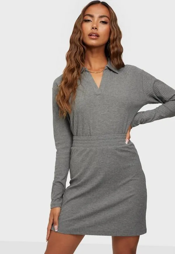 Pieces Pcribbi Hw Skirt D2D Minikjolar Dark Grey Melange
