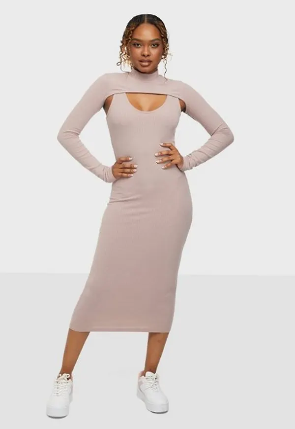NLY Trend Two Piece Midi Dress Fodralklänningar Nougat