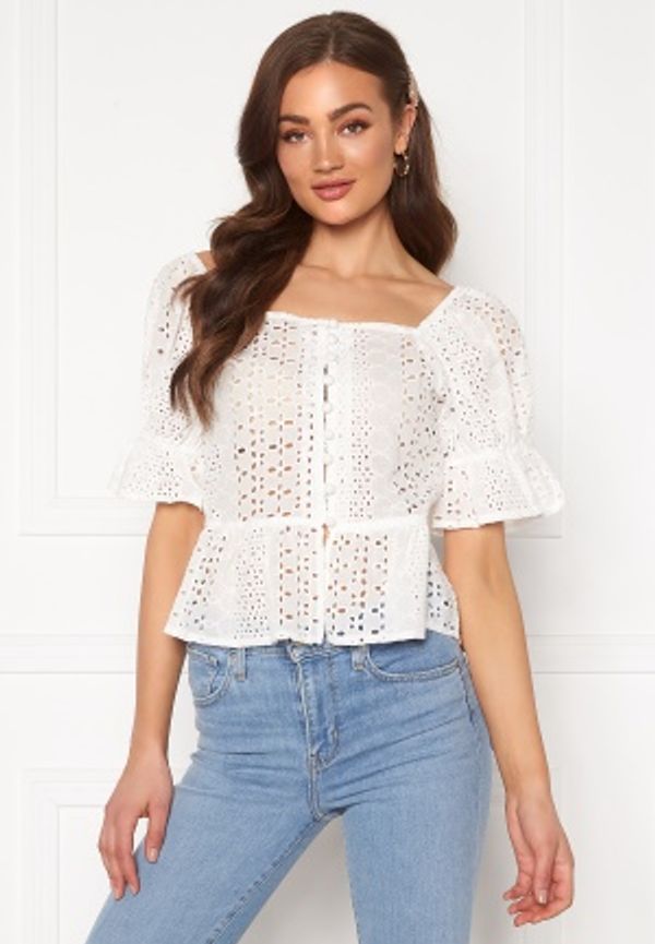 Blue Vanilla Puff Sleeve Broderie Blouse Ivory L (UK14)