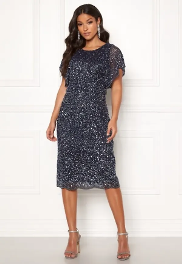 AngelEye Scallop Sequin Midi Dress Navy S (UK10)