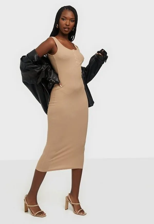 Pieces Pckitte Tank Midi Dress Noos Bc Fodralklänningar Warm Taupe Cp