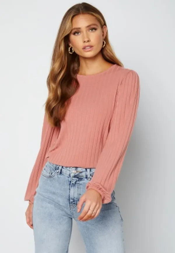 BUBBLEROOM Harper rib top Dark dusty pink L