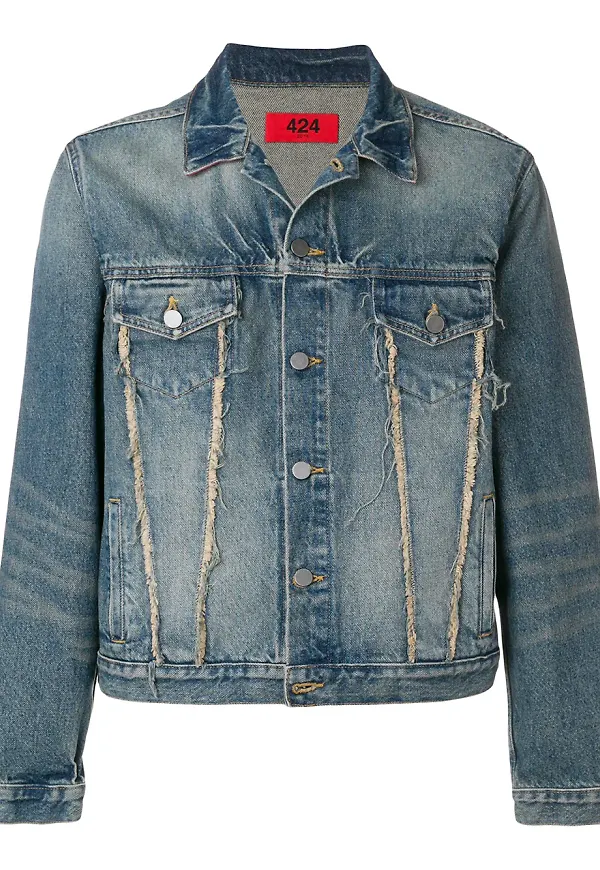 424 frayed detail denim jacket - Blå
