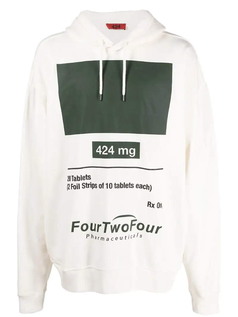 424 hoodie med grafiskt tryck - Vit