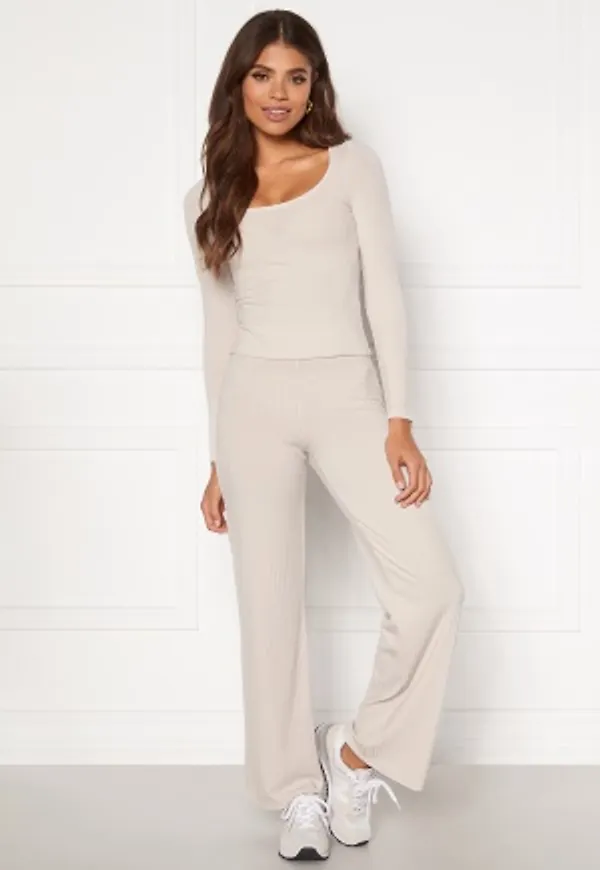 BUBBLEROOM Alanya rib trousers Light beige L