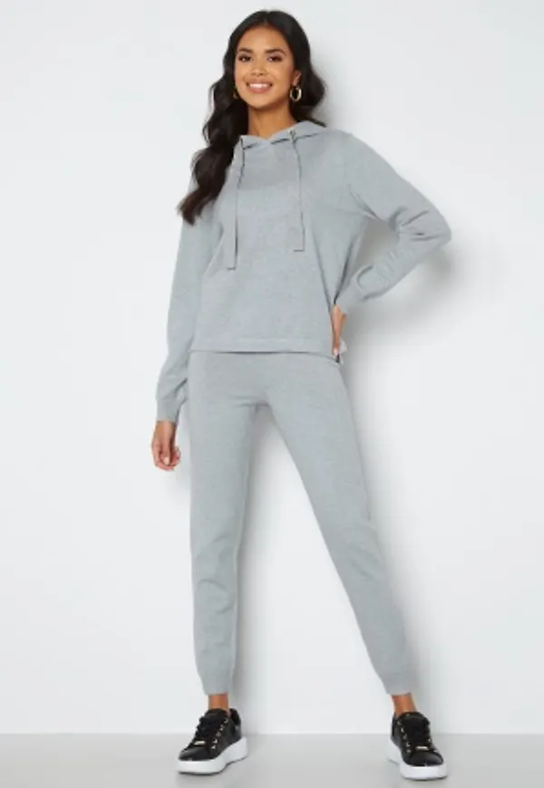 Pieces Fame HW Knit Pants Light Grey Melange M