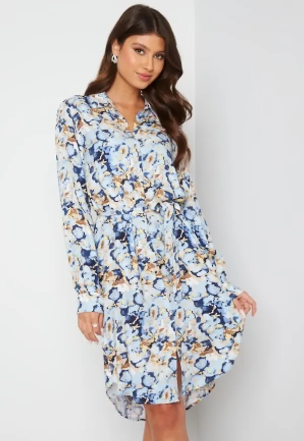 VILA Elodie Long Shirt Birch AOP 36