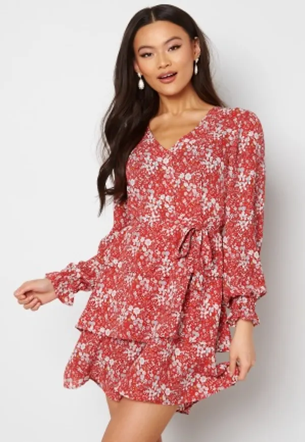 ONLY Alma Life Layer Dress High Risk Red AOP L