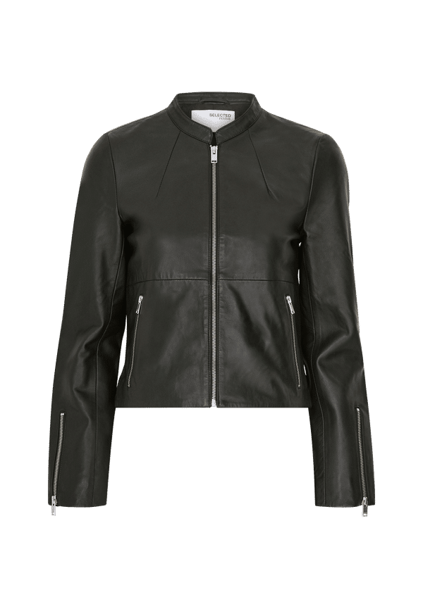 Selected FEMME - Skinnjacka slfIbi Leather Jacket - Svart