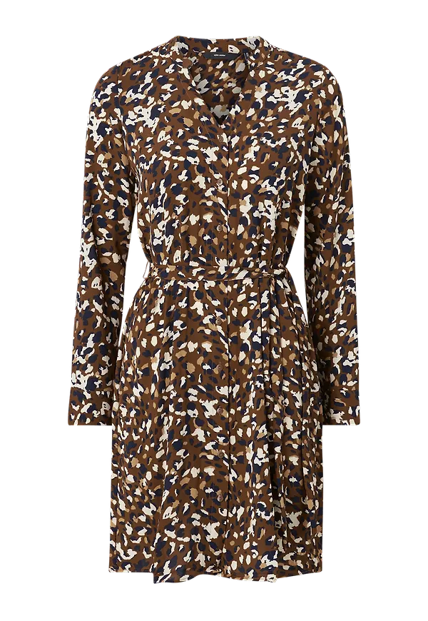 Vero Moda - Skjortklänning vmSaga LS V-neck Shirt Dress - Brun