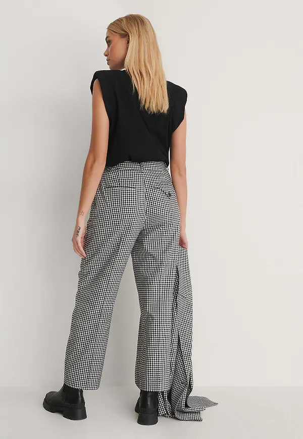 NA-KD Classic Check Cropped Pants - Multicolor