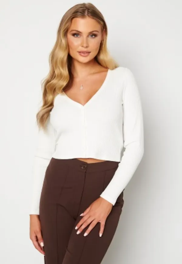BUBBLEROOM Lovis rib cardigan Offwhite L