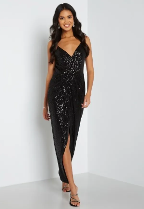 Bubbleroom Occasion Charlotte Sequin Gown Black 38