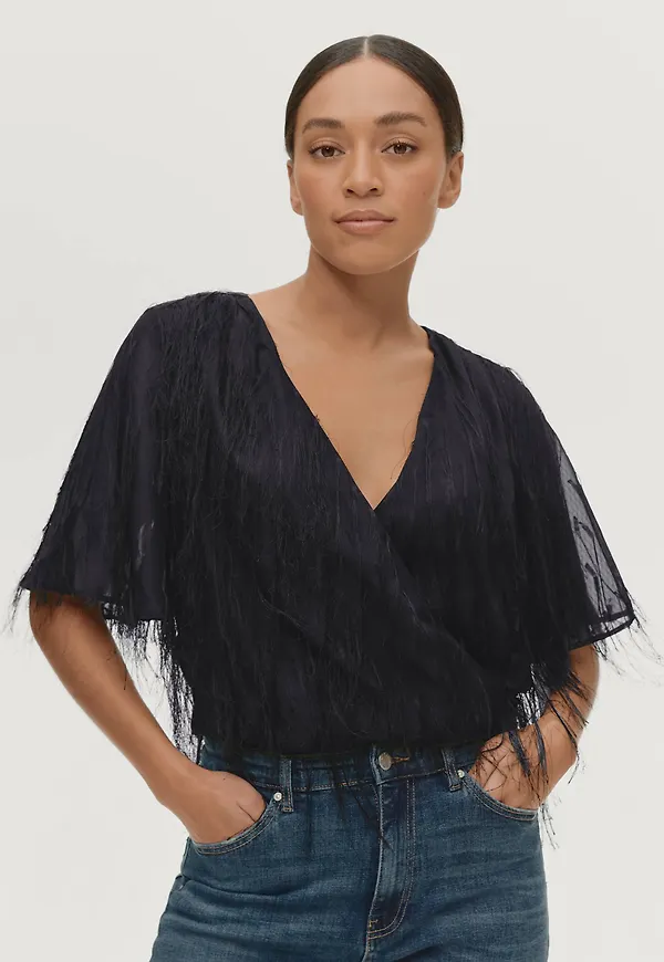 Object - Blus objEileen L/S V-neck Top - Vit