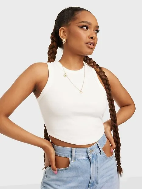 NLY Trend Own It Rib Top Linnen Vit