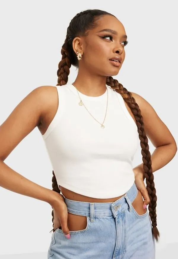 NLY Trend Own It Rib Top Linnen Vit
