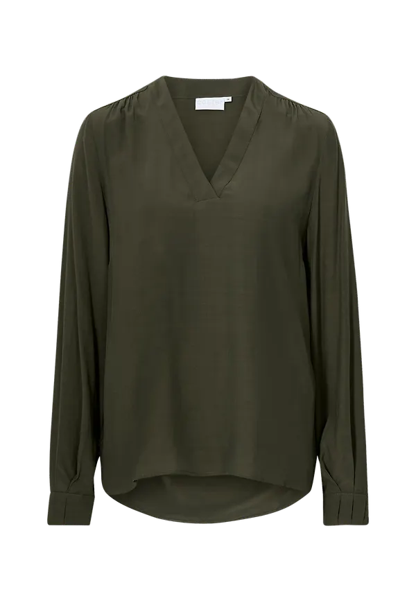 Coster Copenhagen - Blus Blouse with V-neck - Grön