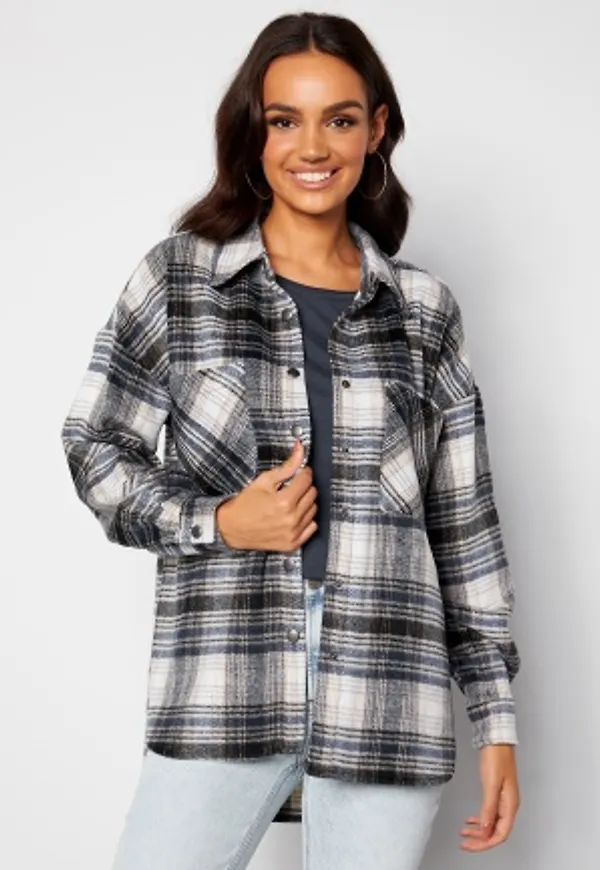 ONLY Pia L/S Plaided Shirt Blue Graphite XL