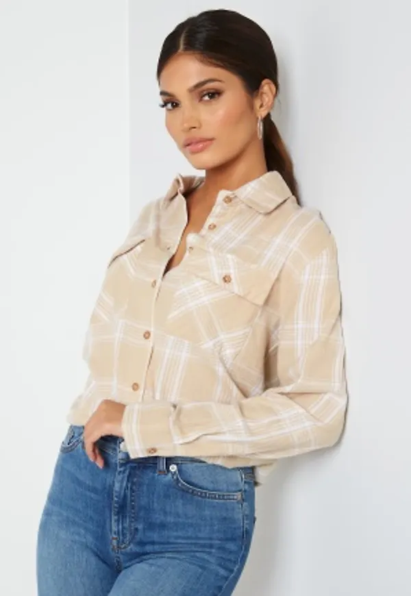 BUBBLEROOM Pie flannel shirt Beige / White / Checked L