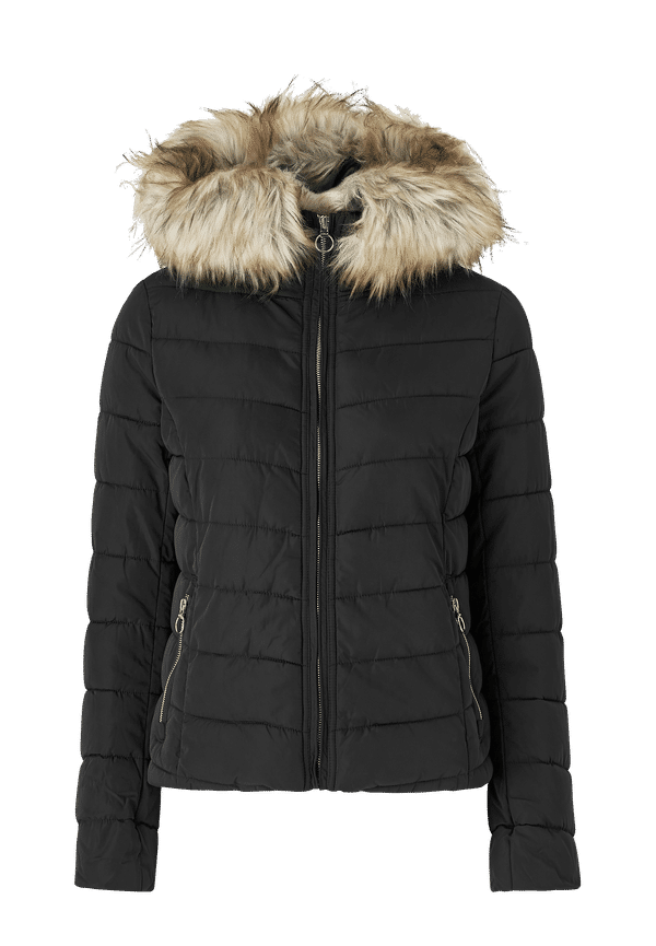Only - Jacka onlNew Ellan Quilted Fur Hood Jacket - Svart