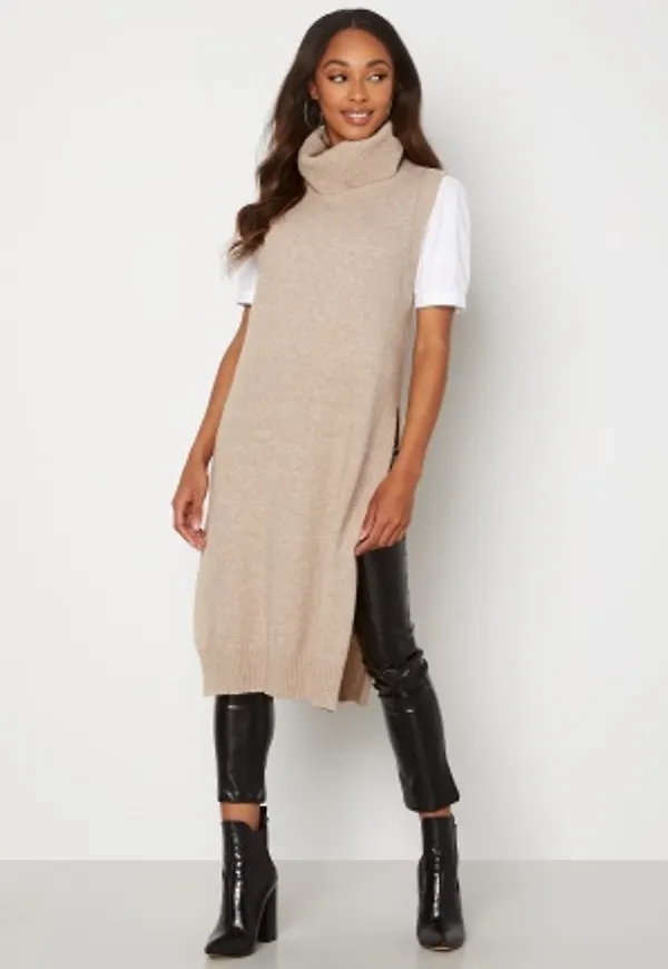 VILA Ril Long S/L Knit Vest Natural Melange XL