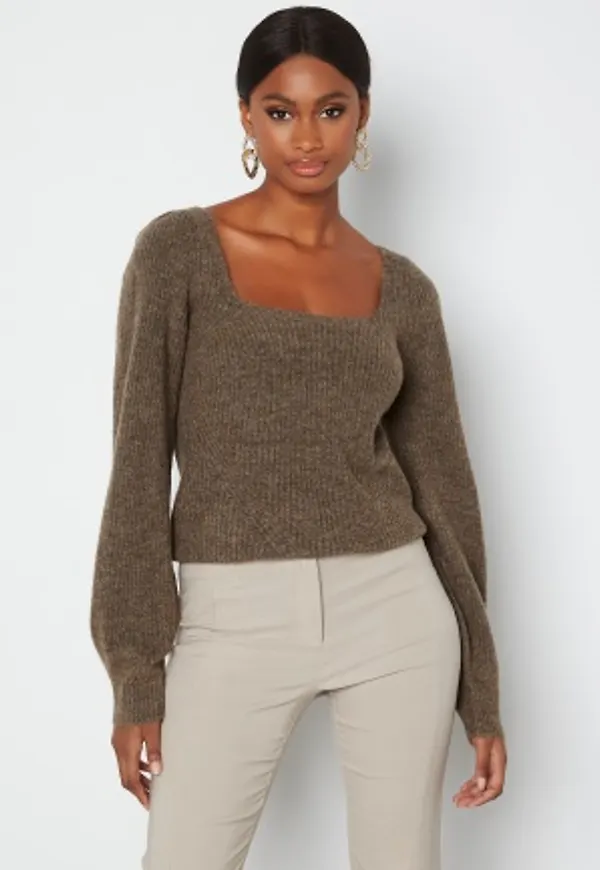 ONLY Karinna L/S Squareneck Pullover Chestnut Detal: Mela XL