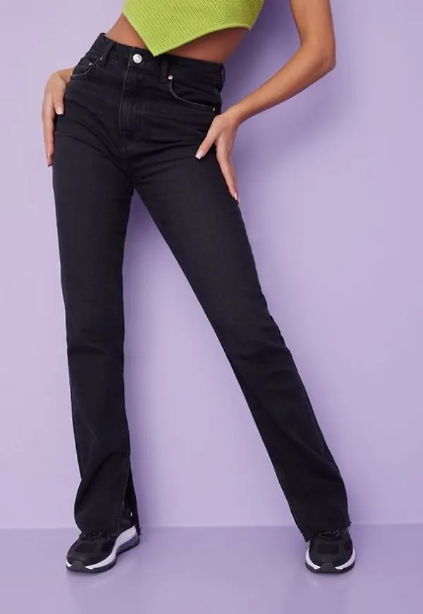Gina Tricot High waist slit jeans Bootcut & Flare Offblack