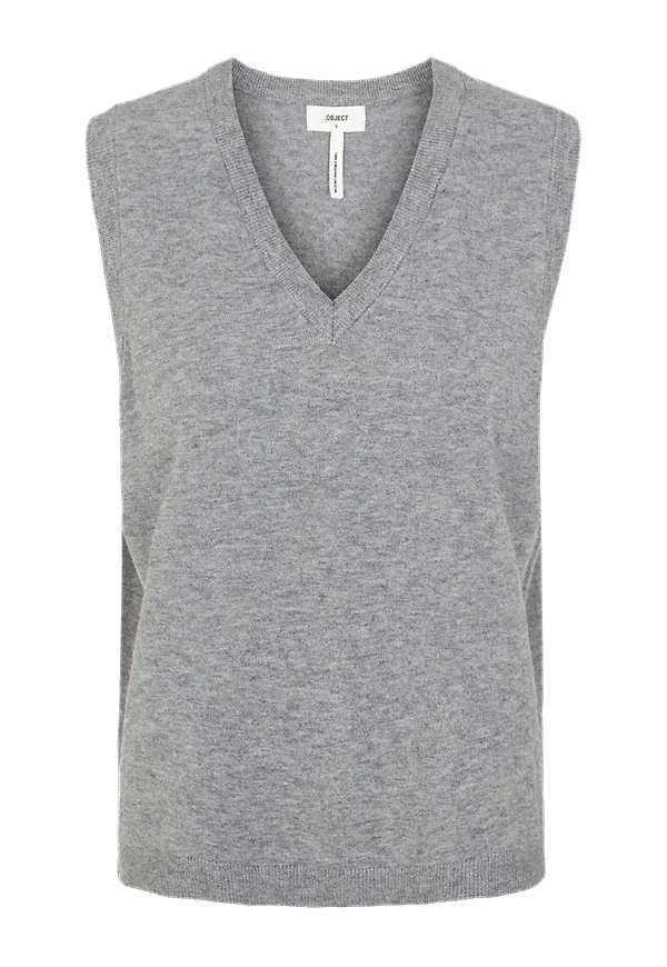 Object - Väst objThess S/L Knit Waistcoat - Grå